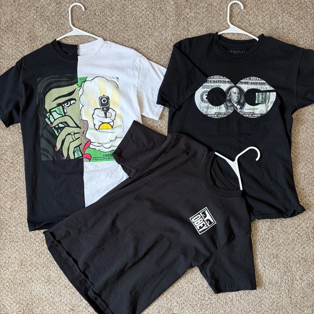 Obey Black and White Graphic Short Sleeve Tee